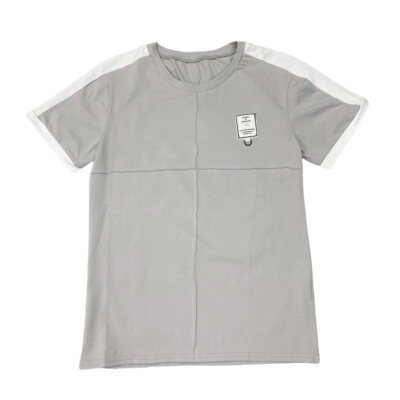 B7161夏季新款休闲时尚圆领T恤撞色设计青少年日常款棉质上衣