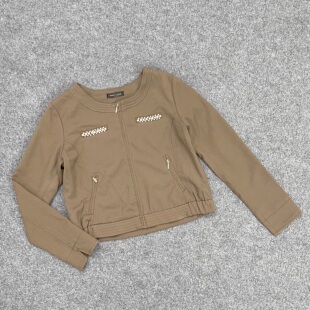 休闲拉链夹克上衣 手工串珠圆领外套小个子短款 B7190日单新款 女装