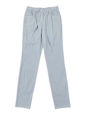 C8005春季新款女装亲肤舒适人棉抽绳松紧腰长裤弹力显瘦休闲裤