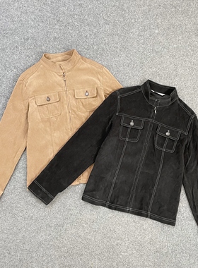 K2131日单新款女装复古修身立领外套春秋休闲拉链长袖夹克上衣