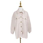 E4017日单新款 大衣 宽松多口袋塌肩长袖 女装 纯色翻领毛呢外套秋季