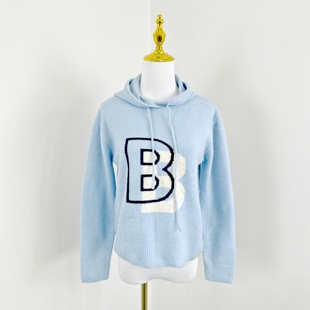 女韩版 长袖 字母提花连帽针织衫 减龄羊毛衫 毛衣 时尚 E7090外贸新款