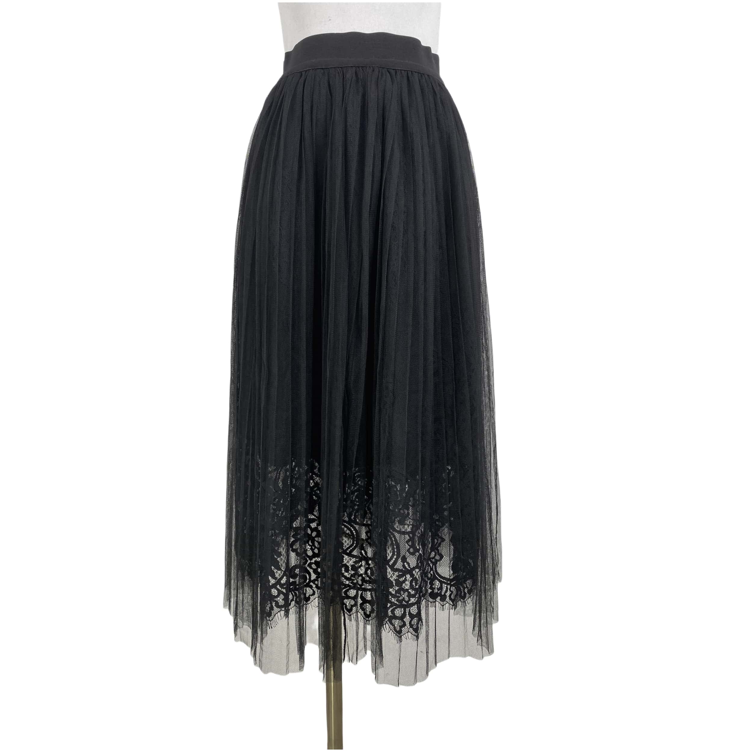 C7134夏季新款女装高腰遮胯网纱裙小个子蕾丝百褶裙显瘦半身裙