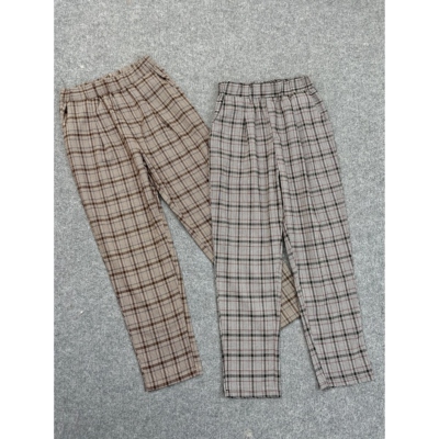 J1008秋季新款女装英伦风格纹高腰休闲裤日常款小个子舒适长裤