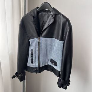 皮衣PU皮拉链夹克外套 机车酷飒辣妹短款 052孤品样板衣皮 小短款