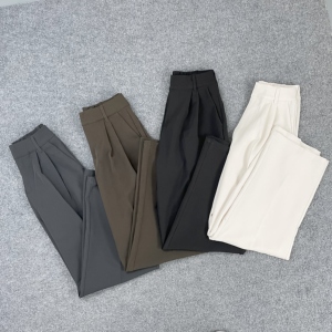 B5006日单新款女士通勤高腰直筒裤舒适垂感西装裤春秋休闲裤长裤