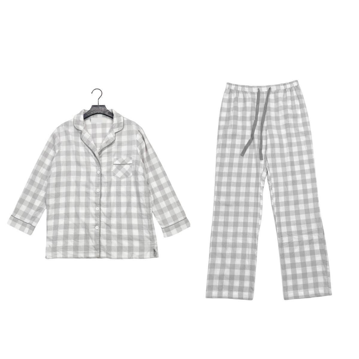 A3009秋新款翻领格子亮丝长袖长裤套装宽松舒适家居服两件套睡衣