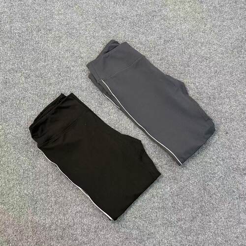 C7148外贸新款弹力瑜伽裤女侧边白条修身显瘦裸感打底裤
