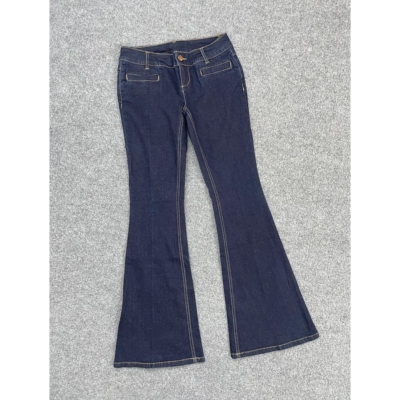 B7218外贸新款女士复古微喇牛仔裤修身显瘦提臀低腰喇叭裤长裤