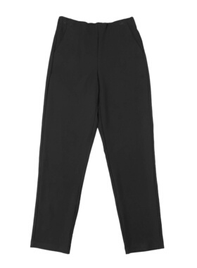 B2155外贸新款女简约半松紧高腰休闲裤OL通勤斜插袋气质显瘦长裤