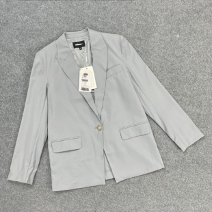 J1017外贸新款女装一粒扣宽松通勤休闲西装外套翻领气质纯色西服