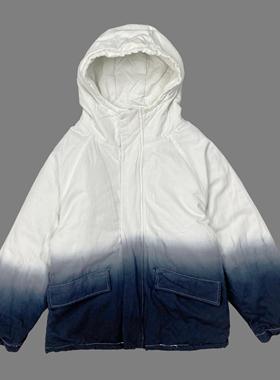 K4004冬季新款渐变色连帽男女棉服青少年宽松夹棉外套休闲棉衣