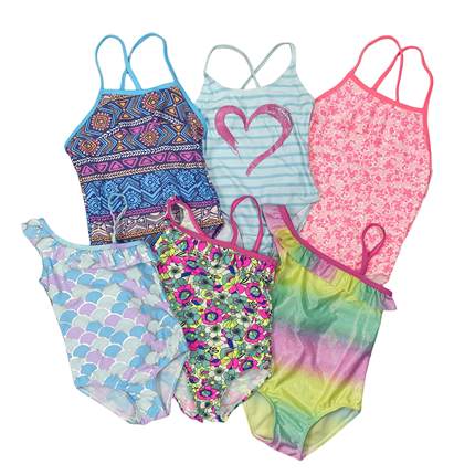 B2061外贸新款时尚印花儿童三角连体泳衣海边温泉可爱速干泳装