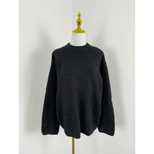 针织衫 E7080冬季 简约宽松套头毛衣松弛感慵懒风长袖 女装 新款