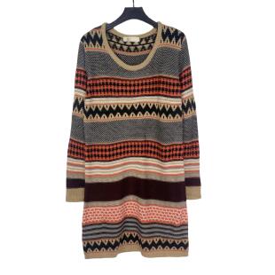 K1032日单女装新款圆领提花中长款毛衣裙显瘦时尚长袖打底裙