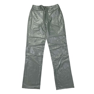 宽松休闲裤 C6159孤品 百搭显瘦阔腿裤 时髦炸街PU皮长裤 外贸女装