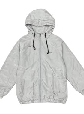 B2106冬季新款插肩袖夹棉连帽外套后背印花男女薄款棉服宽松棉衣
