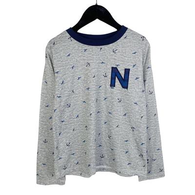 C3071外贸新款字母刺绣儿童圆领长袖T恤休闲家居服男童秋衣睡衣