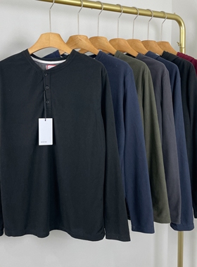 E7071纯色华夫格套头男女上衣2025秋季新款休闲抓绒长袖打底衫