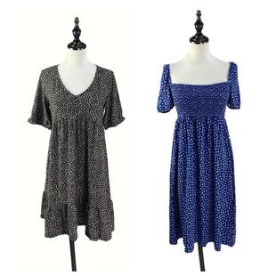 连衣裙时尚 J0028 套头印花短袖 新款 森系小个子碎花裙 2外贸女装