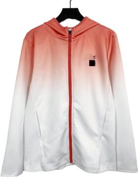 C2112外贸新款男女时髦渐变色连帽运动衫拉链卫衣休闲速干外套