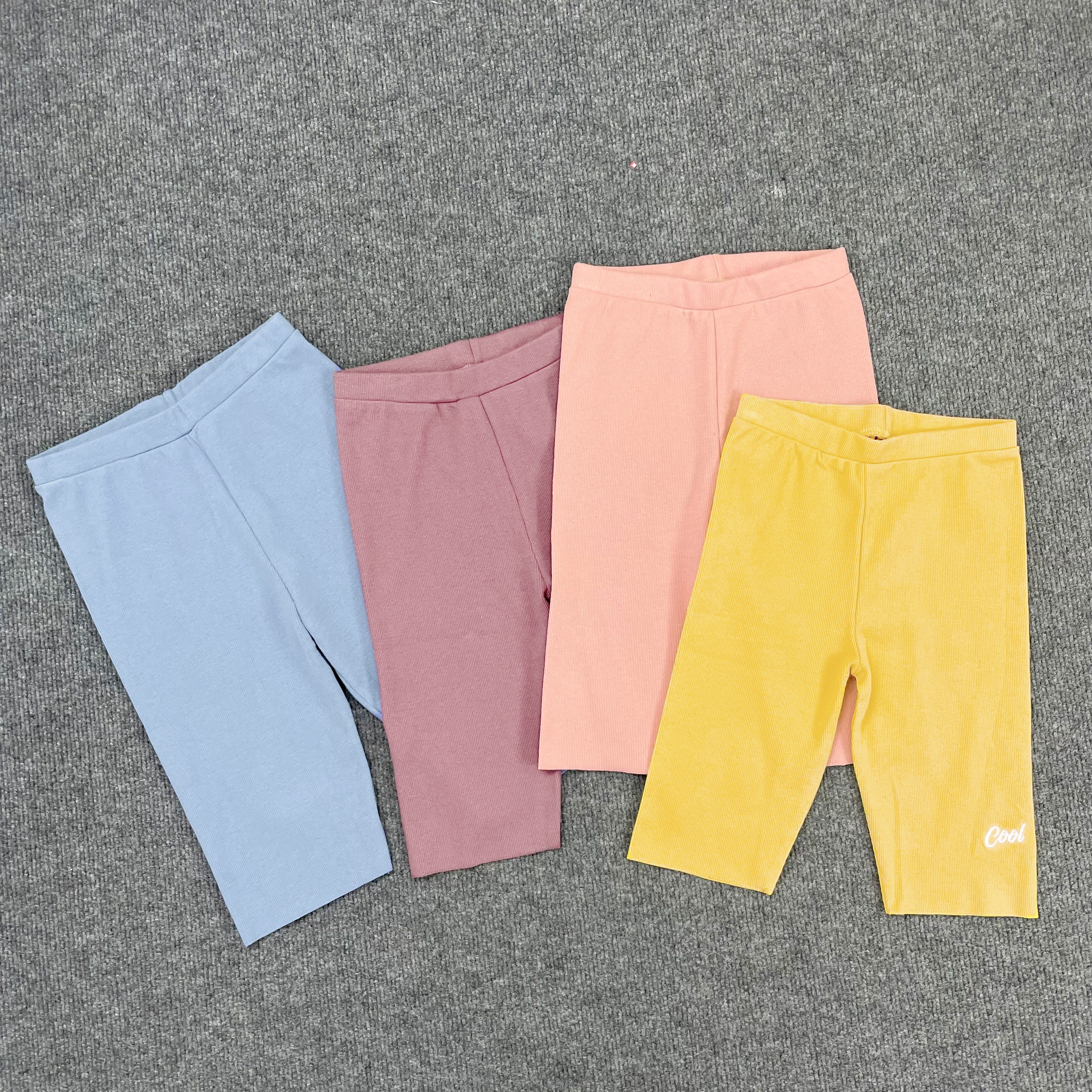 K7002新款女装韩版修身螺纹五分裤刺绣字母骑行健身打底裤中裤