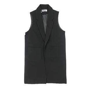 B1003韩单新款女装中长款西装坎肩秋季时尚百搭显瘦无扣马甲外套