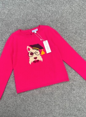 J2121外贸新款童装可爱小狗提花针织衫上衣柔软舒适套头毛衣