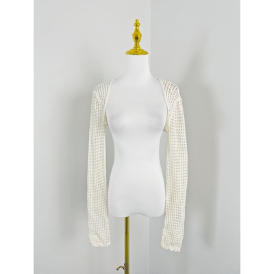 K6006纯欲风网眼镂空针织外搭罩衫2025秋季新款全棉短款长袖坎肩