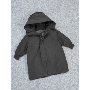 E6048男女童休闲连帽中长款羽绒服2025新款加厚保暖白鸭绒外套