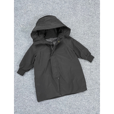 E6048男女童休闲连帽中长款羽绒服2025新款加厚保暖白鸭绒外套