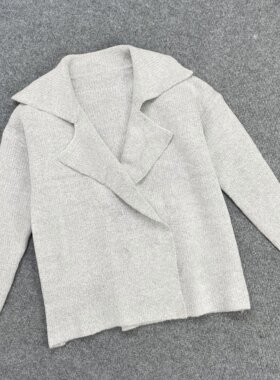E7110冬季新款女装双排暗扣宽松针织衫洋气休闲落肩袖毛衣外套