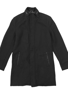 A3156外贸新款男士商务休闲立领外套斜插袋中长款爸爸装大衣