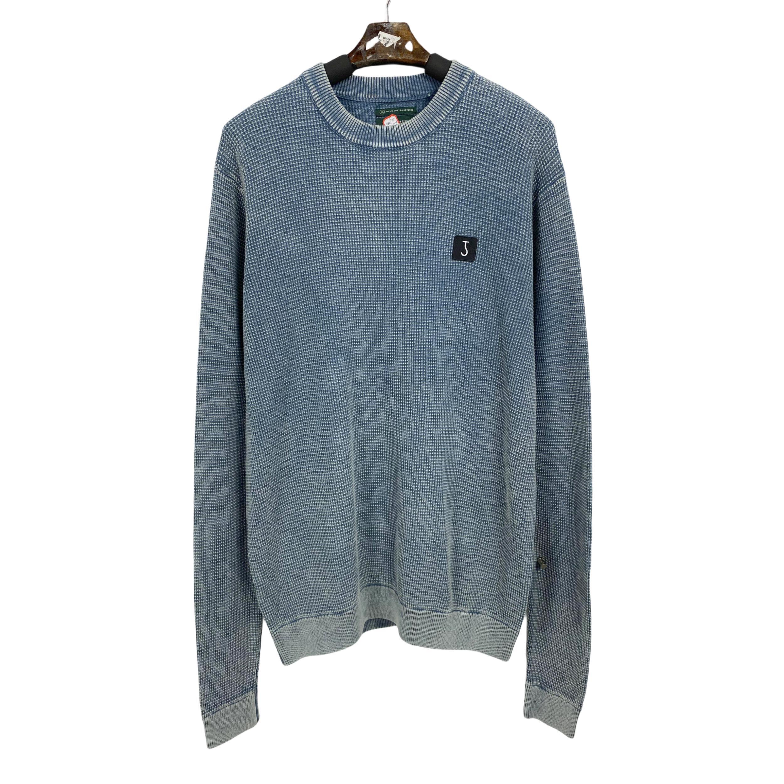 H2218秋新款男装多色基础款休闲圆领毛衣宽松百搭做旧华夫格上衣