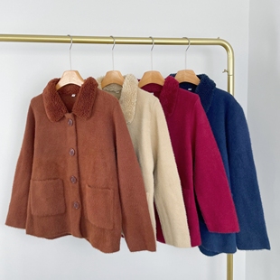 上衣 翻领水貂绒外套宽松洋气单排扣妈妈装 K3059瑕疵款 秋冬款