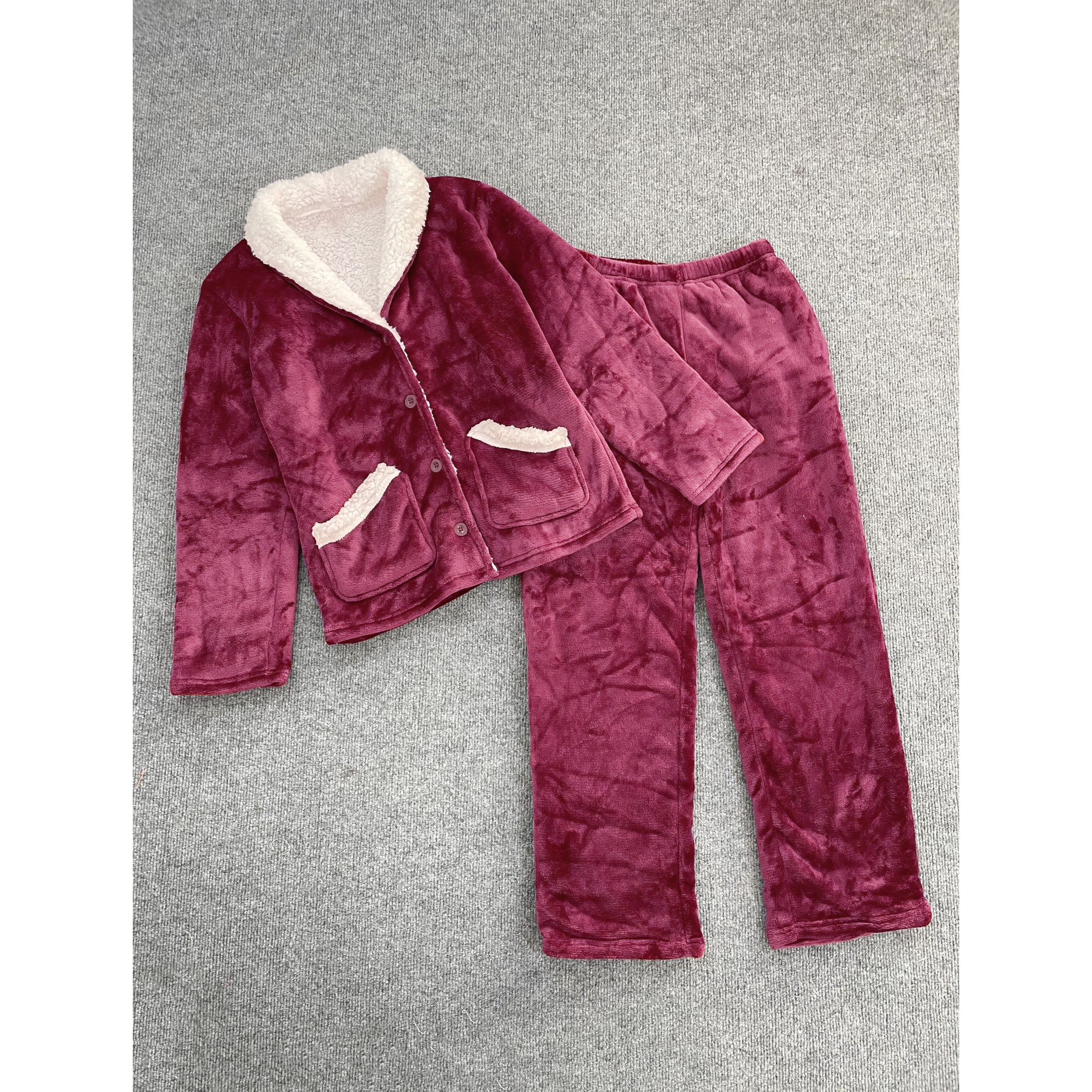 E6019秋冬新款加绒保暖男女睡衣套装珊瑚绒长袖长裤家居服两件套
