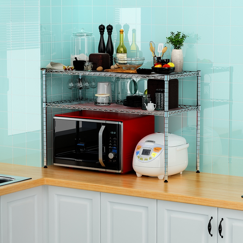 厨房置物架落地多层台面家用微波炉烤箱收纳架调料架收纳架子
