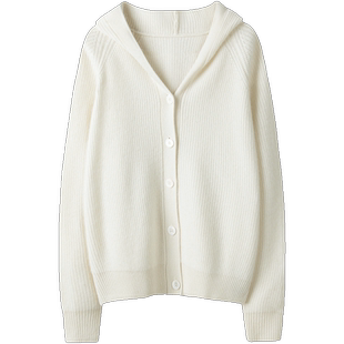 气质爱到痴狂!加厚连帽羊绒开衫女纯羊绒毛衣宽松卫衣帽衫外套冬