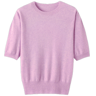 爱到灵魂深处的一件~好搭!圆领羊绒短袖女纯羊绒毛衣打底衫春夏