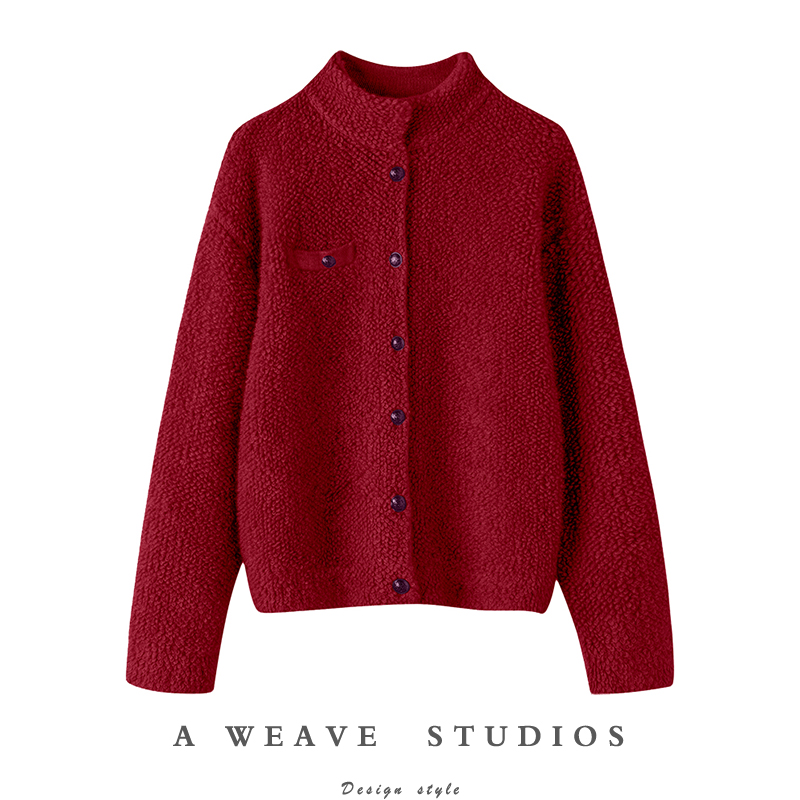 一万个推荐！车厘子红100%山羊绒衫毛巾圈加厚毛衣开衫女宽松外套,女装/女士精品,羊绒衫,淘宝优惠券,粉丝福利购,淘宝优惠卷