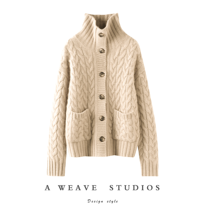 牧绒飞高端100%纯山羊绒开衫