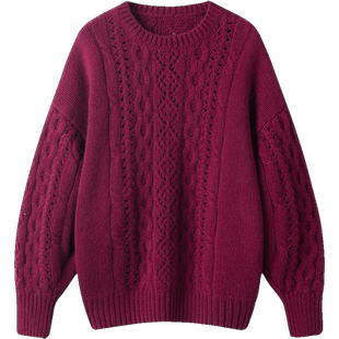 气质太惹眼了！重磅加厚羊绒衫女圆领纯羊绒毛衣廓形宽松慵懒风