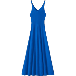 藐视众生！神仙色V领吊带羊绒连衣裙伞裙女长款羊绒衫