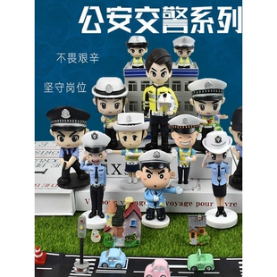 交警公仔警察手办铁骑小熊骑行反光服交通摆件网红警察小熊礼品