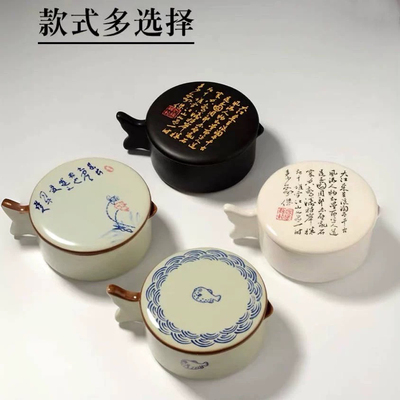 陶瓷墨池砚台带盖毛笔书法专用多功能文房四宝初学者学生用大墨碟