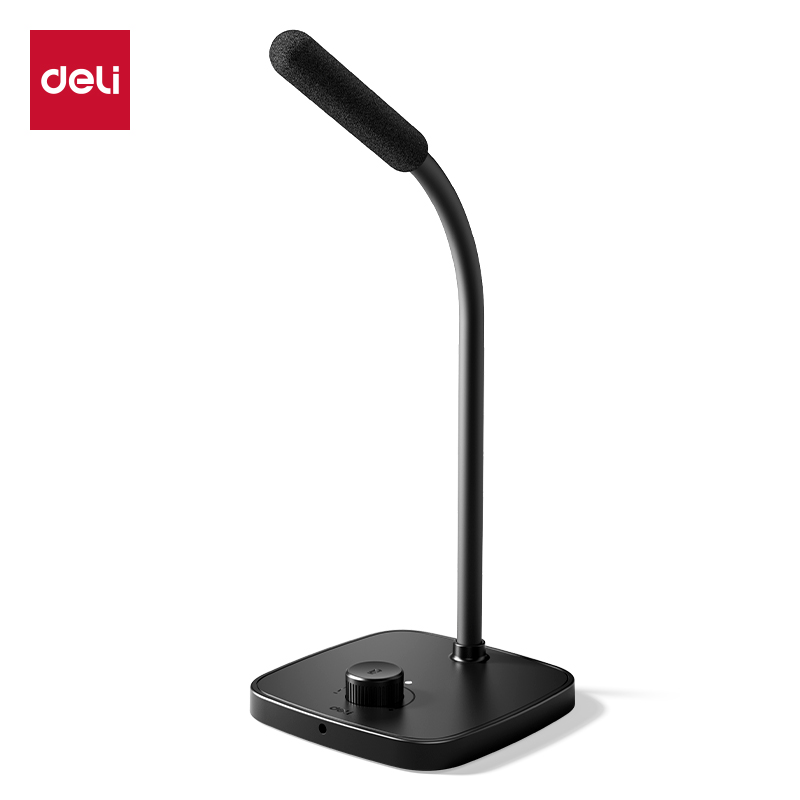 得力麦克风电脑台式话筒游戏语音笔记本USB降噪主播直播家用会议