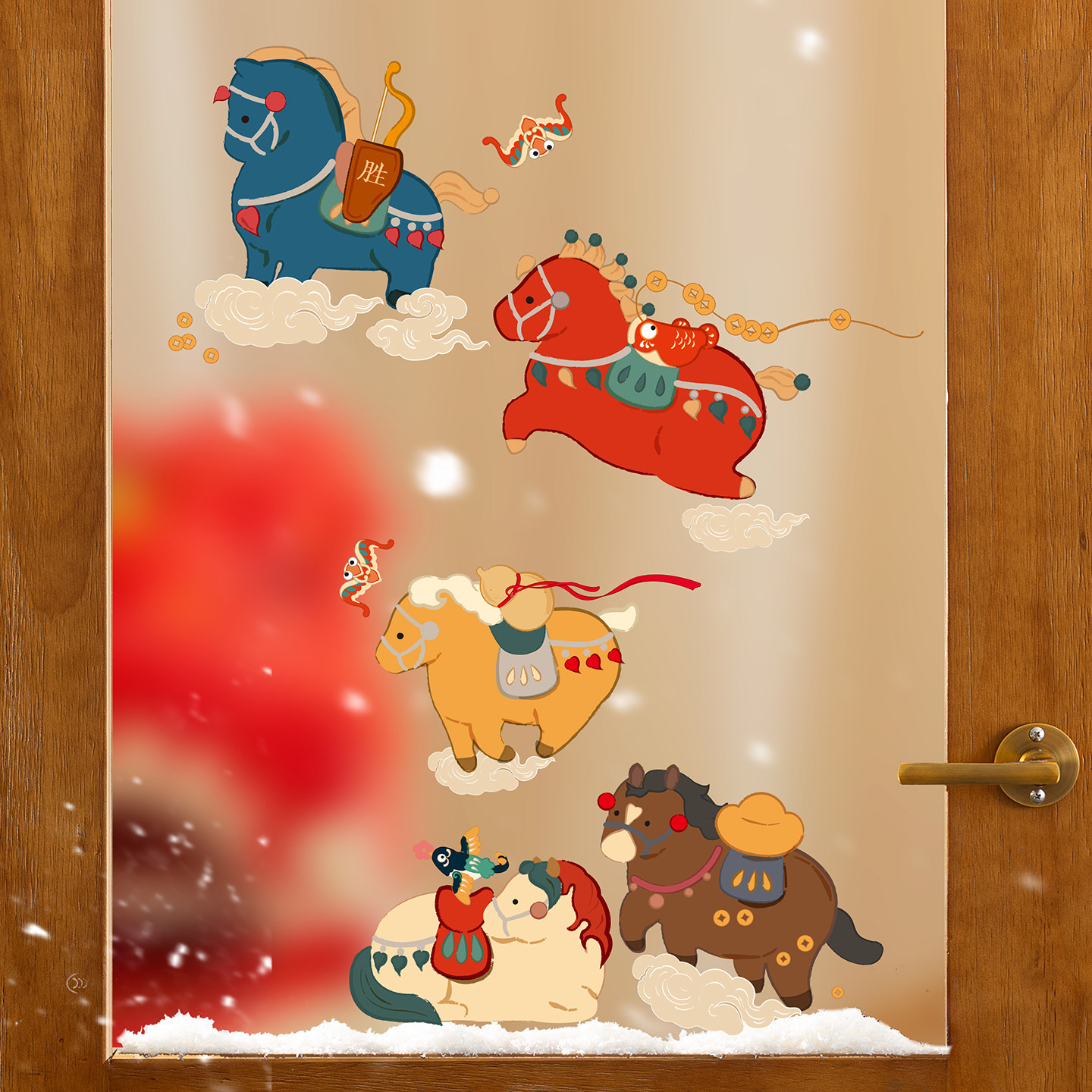 八骏图新年窗花静电贴马年春节玻璃贴纸过年窗贴福字新款窗户门贴,节庆用品/礼品,福字/窗花/窗贴,淘宝优惠券,粉丝福利购,淘宝优惠卷