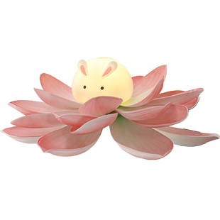 新款玉兔手提灯笼成品儿童diy材料包国风创意荷花莲花兔子灯礼物