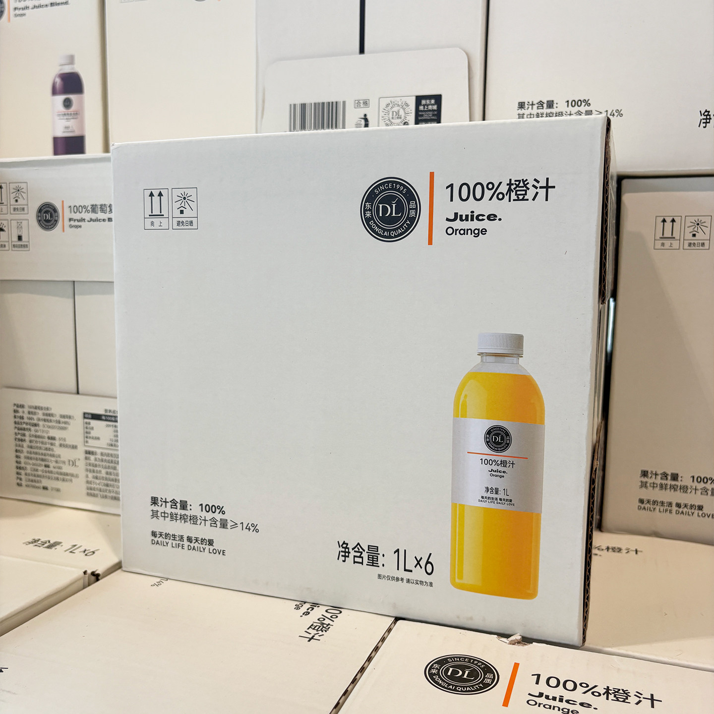 东来100%橙汁1L*6瓶复合果汁图片