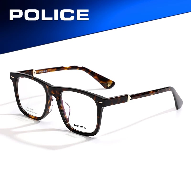 POLICE复古黑色大头镜框眼镜男近视可配度数玳瑁高级感VPLT07K